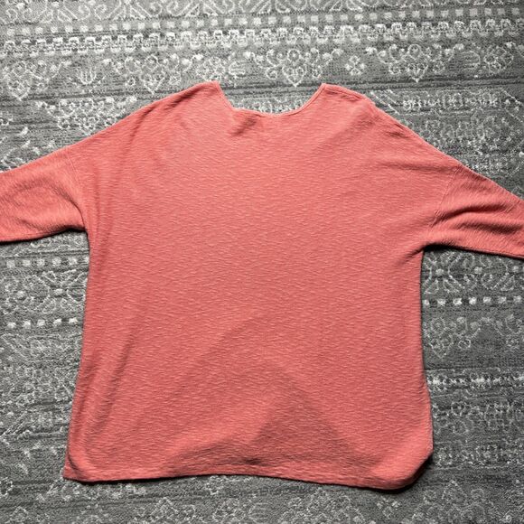 J Jill Purejill Boxy Loose Knit Tunic Sweater Womens XL Pink Coral Short Sleeve - Picture 7 of 7